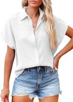 Dokotoo Casual V Neck Button Down Shirts for