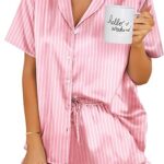 Ekouaer Womens Satin Pajamas Set Button Down 2