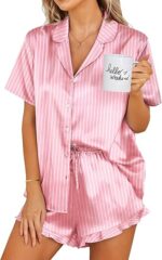 Ekouaer Womens Satin Pajamas Set Button Down 2