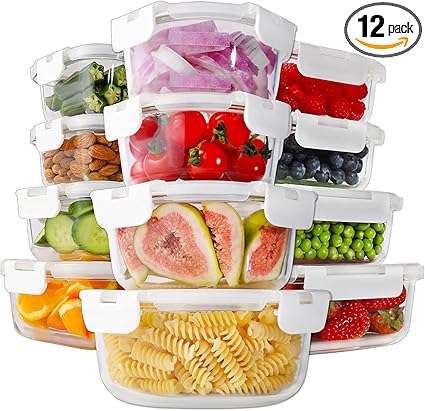 HOMBERKING 24pc Glass Food Storage Containers
