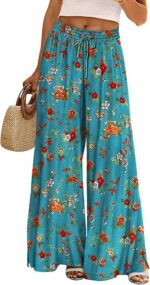 YESNO Women Summer Boho Palazzo Pants High Waist