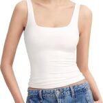PUMIEY Women's Square Neck Tank Top Sleeveless