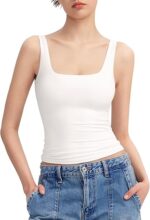 PUMIEY Women's Square Neck Tank Top Sleeveless