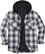 ZENTHACE Men's Sherpa Lined Full Zip Hooded Plaid