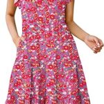 ANRABESS Womens Summer Dress Ruffle Sleeve V Neck