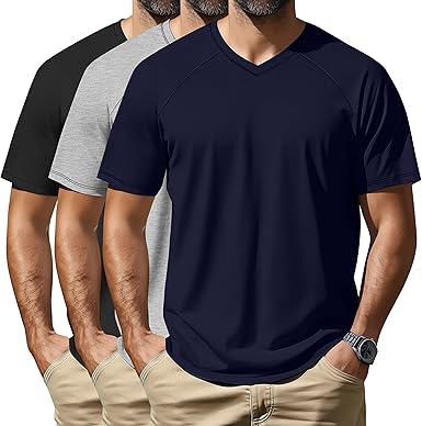 Neer 3 Pack Men's Big and Tall V Neck T-Shirts