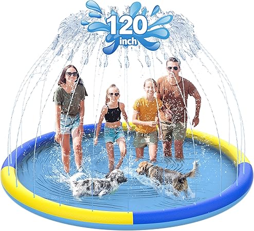120" Non-Slip Splash Pad for Kids and Dog,