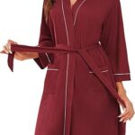 Ekouaer Women Robes Waffle Knee Length Bathrobe