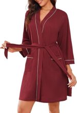 Ekouaer Women Robes Waffle Knee Length Bathrobe
