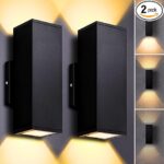 Dimmable Wall Lights Outdoor 2 Packs, Integrated