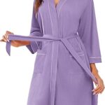 Ekouaer Women Robes Waffle Knee Length Bathrobe