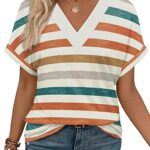 WIHOLL Womens Summer Tops Short Dolman Sleeve