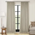 Taupe Blackout Linen Curtains 102 Inches Long for