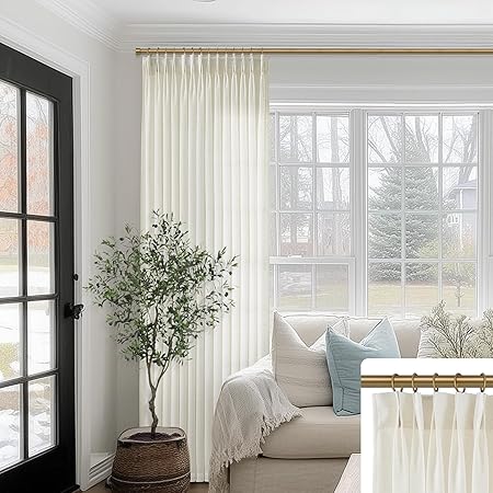 SHINELAND 102 Inch Long Pinch Pleated Linen