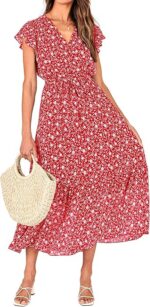 BTFBM Women Summer Bohemian Floral Casual Wrap V