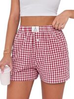 ANRABESS Boxer Shorts for Women Gingham Pajama
