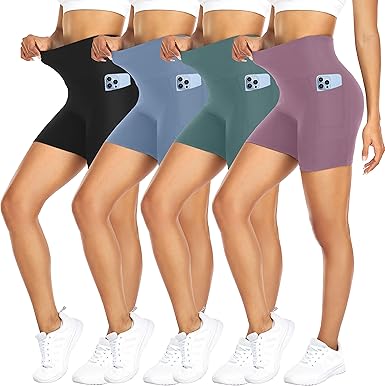 FULLSOFT 4 Pack Biker Shorts for Women with