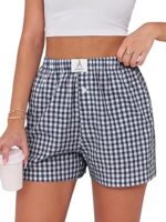 ANRABESS Boxer Shorts for Women Gingham Pajama