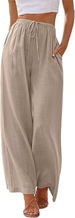 LILLUSORY Women's Linen Summer Palazzo Pants