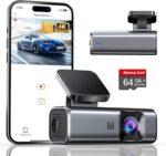 4K Dash Cam Front, Built-in 5G WiFi, 64GB Card