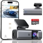 4K Dash Cam Front, Built-in 5G WiFi, 64GB Card