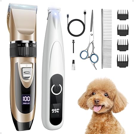 2 in 1 Dog Grooming Kit, Low Noise Rechargeable