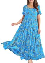 YESNO Women Casual Loose Bohemian Floral Dress