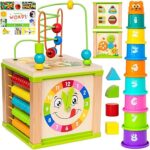 Wooden Kids Baby Activity Cube - Boys Gift Set |