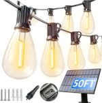 luckystyle 50FT Solar String Lights Outdoor