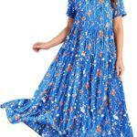YESNO Women Casual Loose Bohemian Floral Dress