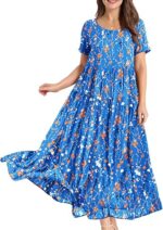 YESNO Women Casual Loose Bohemian Floral Dress