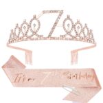 CIEHER 7th Birthday Crown + Sash + Pearl Pin Set,