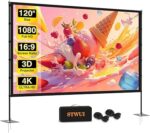 Outdoor-Projector-Screen-with-Stand - 120 inch Portable Projector Screen Indoor Outdoor Projector…