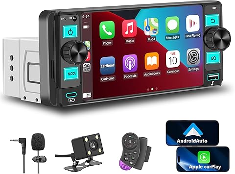 Single Din Radio Car Stereo with Wireless Apple CarPlay,Single Din…