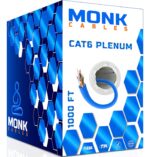 MONK CABLES | CAT6 Plenum Cable 1000ft | UTP, 23AWG,…
