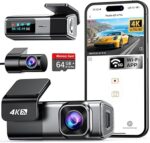 Navycrest 4K Dash Cam Front and Rear with 64GB Card,…