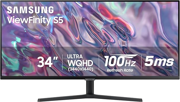 SAMSUNG 34" ViewFinity S50GC Series Ultra-WQHD Monitor, 100Hz, 5ms, HDR10,…