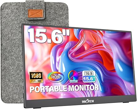 InnoView Portable Monitor 15.6" 1080P for Laptop with Protective Sleeve,…