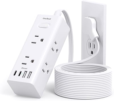 One Beat 10Ft Extension Cord with Multiple Outlets,Flat Plug Power…
